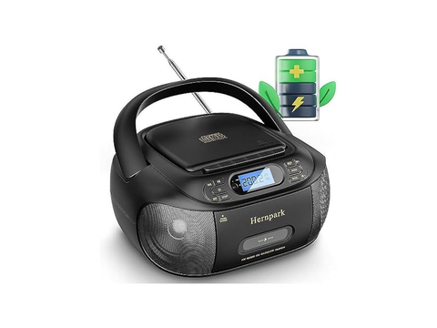 CD Cassette Player Combo, Hernpark Rechargeable Boombox