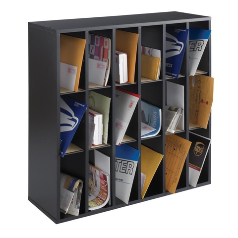 18 Compartment Mail Sorter in Black
