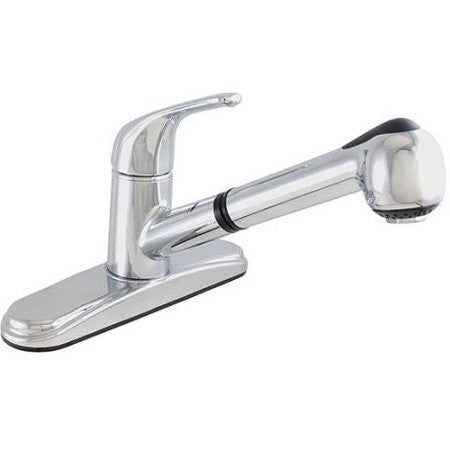Exquisite Single-Handle Kitchen Faucet with Pull-Out Spray, Chrome