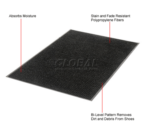 Deep Cleaning Ribbed Entrance Mat 3x4 Charcoal