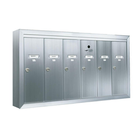 Florence  Recessed Vertical 1250 Series, 6 Door Mailbox, Anodized Aluminum
