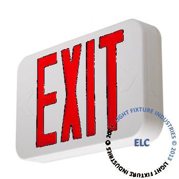 Exit Sign, Modern Design - Red LED - White - Battery Backup