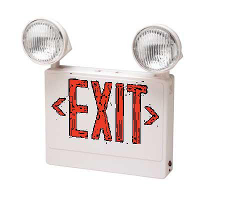Exit Sign w/Emergency Lights, 12W,