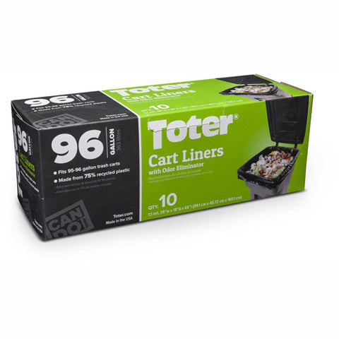 Toter 96 Gallon Cart Liner, 1.1 Mil, Black, 8 Pack - GB096-R8000