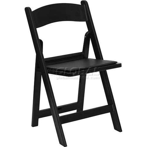 Flash Furniture Resin Folding Chair with Vinyl Seat - Black - Pkg Qty 4
