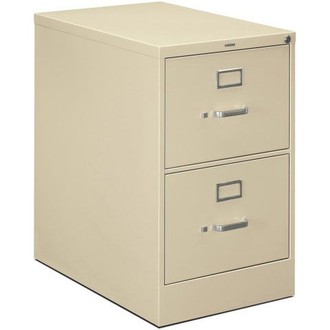 HON 320 Series Vertical File, 18.3" x 26.5" x 29" - 2 x Drawer(s) for File - Legal - Vertical - Rust Resistant, Security Lock, Label Holder - Putty - Baked Enamel - Metal, Aluminum - Recycled