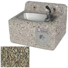 Concrete Wall-Mount Outdoor Drinking Fountain - Gray Limestone