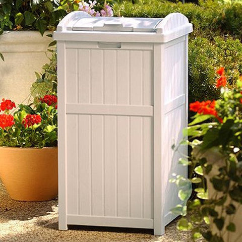 1 Suncast Trash Hideaway Plastic 33 Gallon Outdoor Trash Can