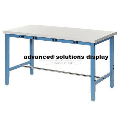 60"W x 30"D Production Workbench with Power Apron - Plastic Laminate Safety Edge - Blue