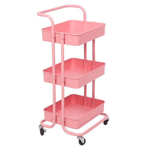 3 Tier Mobile Storage Caddy in Light Pink