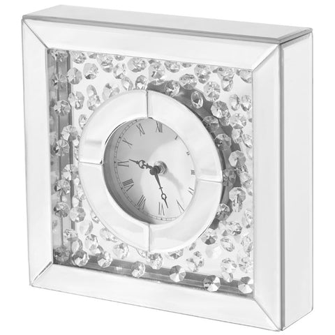 10" Square Contemporary Clear Crystal Frame Table Clock