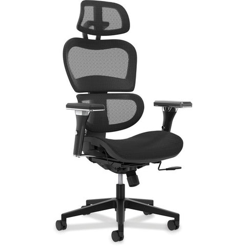 HON Neutralize Mesh Task Chair, Black Mesh Back - Black, Chrome