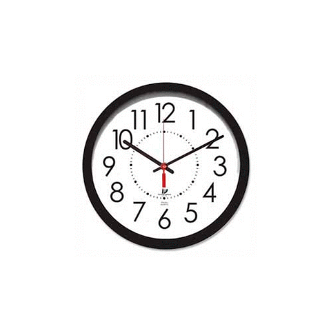 14.5" Round Electric Wall Clock, 5' Cord, Plastic Case, Black