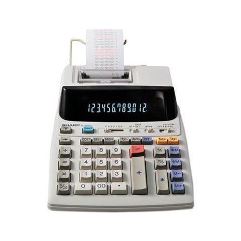 Sharp Calculators Sharp EL-1197PIII 12 Digit Commercial Printing Calculator, Dual Color Print - 4.3 lps - Calendar, Clock, Item Count, Double Zero - 12 Digits - Fluorescent - AC Supply Powered - 8.5" x 10.5" x 2.8" - White - 1 Each