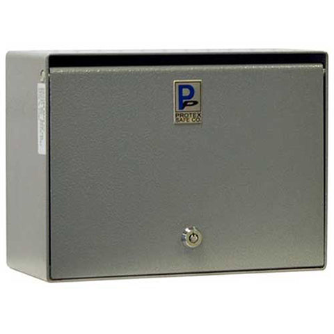Protex Wall Mounted Depository Drop Box SDB-250 with Tubular Lock - 12"Wx5-1/2"Dx 9"H, Gray