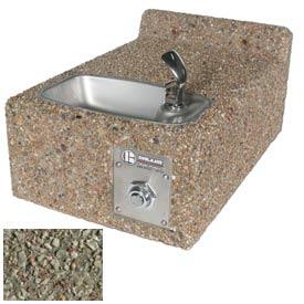 Outdoor Drinking Fountain - Wall Mount, ADA Accessible, Gray Limestone
